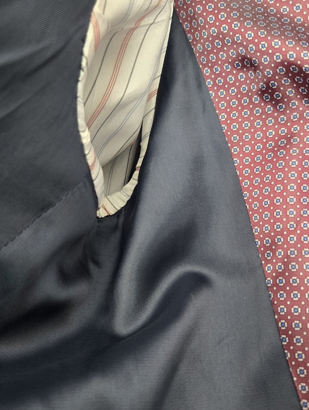 Ralph Lauren Navy Check 2 Button Men's Blazer Wool Silk Blend 46R - Picture 13 of 15